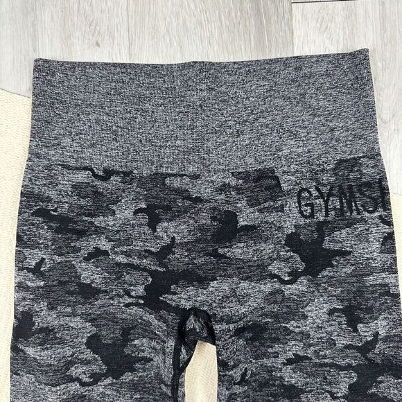 Gymshark Adapt Seamless Black Gray Camo Sports Leggings Size Small - Picture 4 of 11